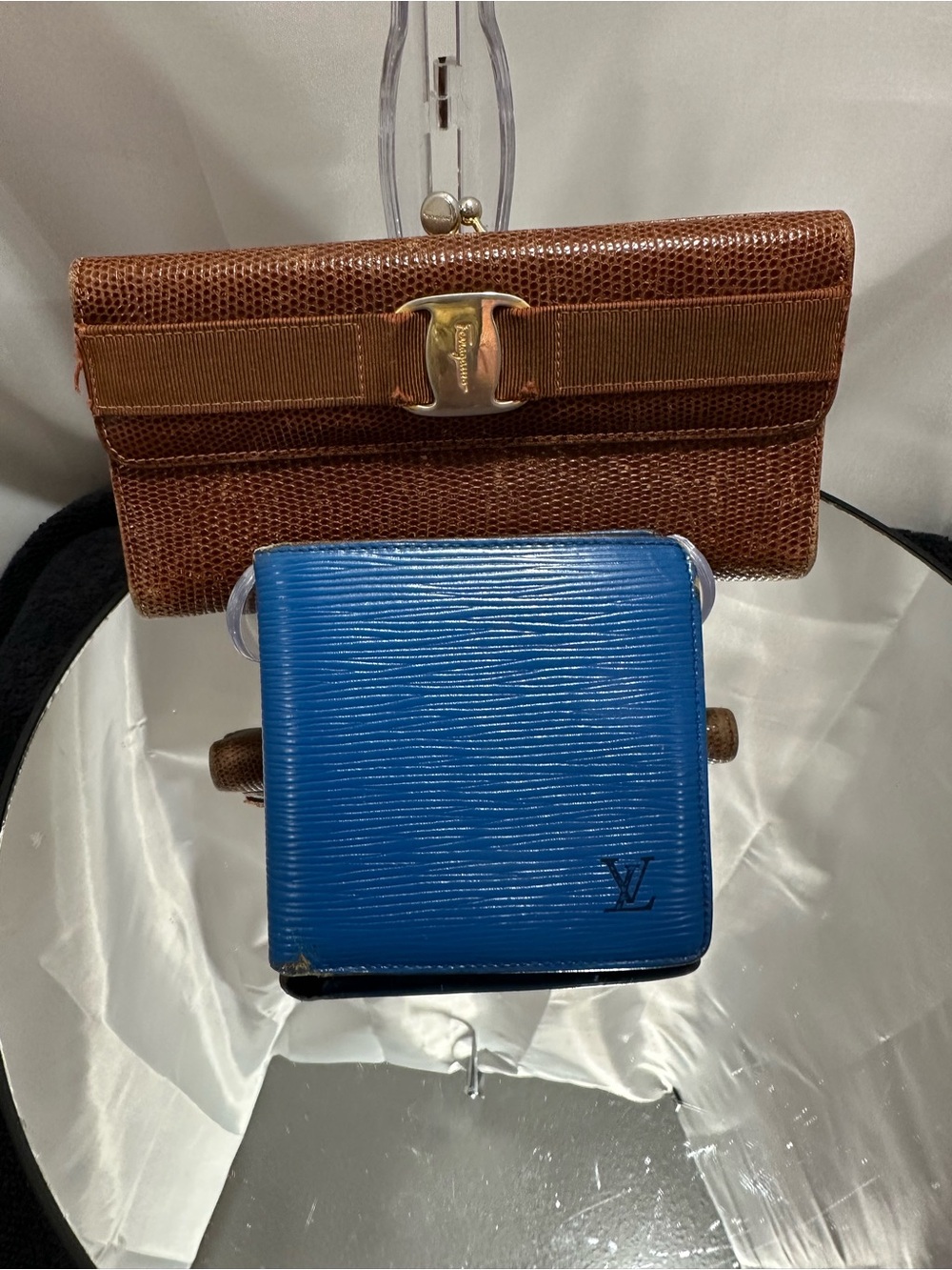 Louis Vuitton Blue Epi Leather Mini Wallet & Salvatore Ferragamo needs rehab